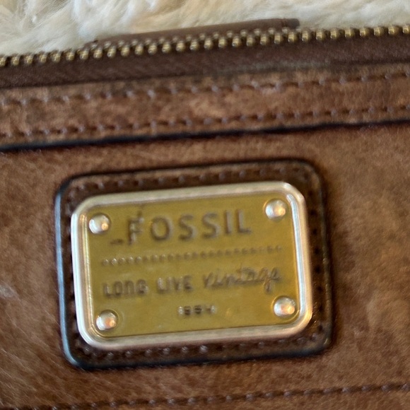 VTG FOSSIL BROWN LAMBS LEATHER WALLET - Picture 4 of 13